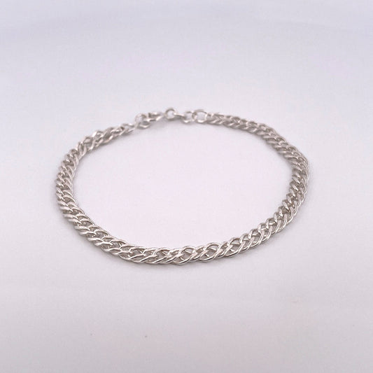 B1142 Silver double filed curb bracelet
