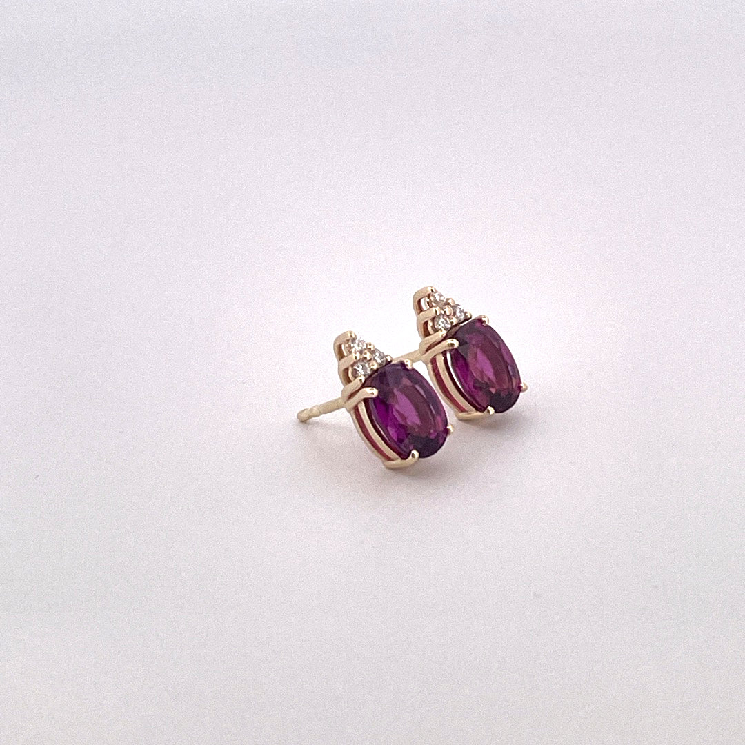 E3858 Almandine Garnet and Diamond stud earrings