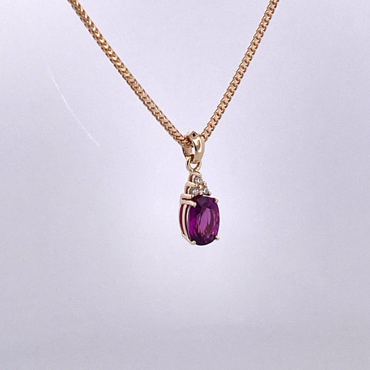 P2651 Almandine Garnet and Diamond pendant