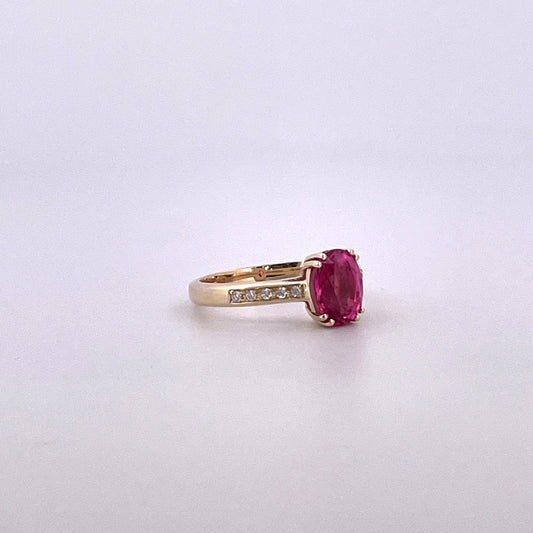 R0838 Pink Tourmaline and Diamond ring