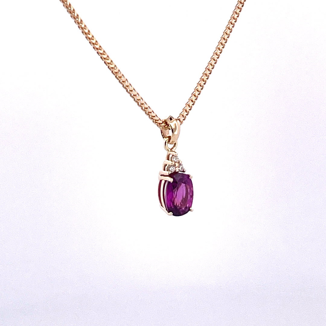 P2651 14ct Almandine Garnet and Diamond pendant