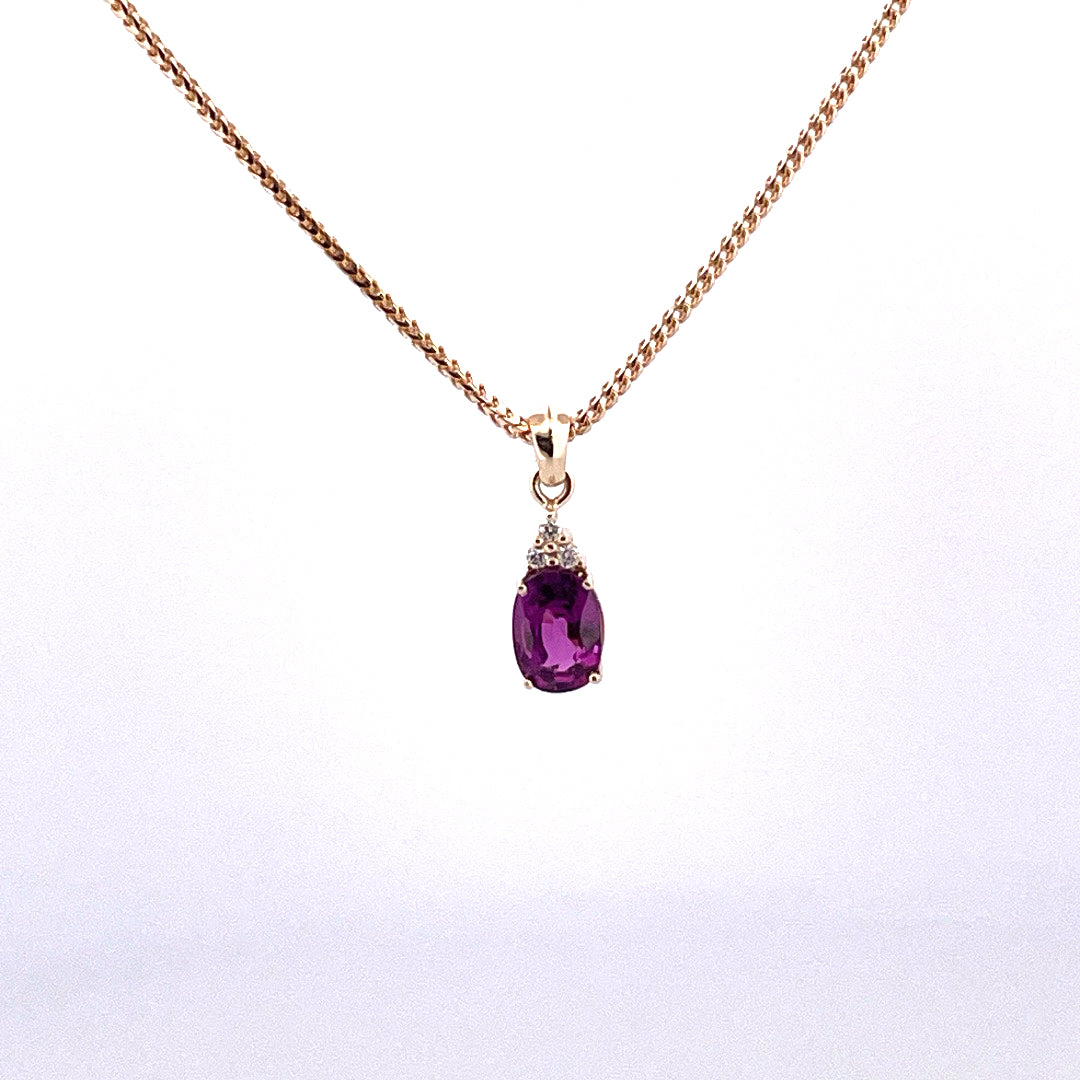 P2651 14ct Almandine Garnet and Diamond pendant