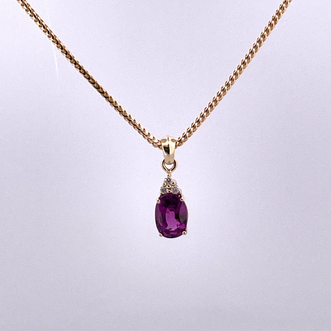 P2651 Almandine Garnet and Diamond pendant