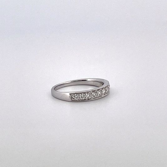 R0726 18ct Diamond 0.33ct Pave set half hoop mill grained white R4331F1/LX18