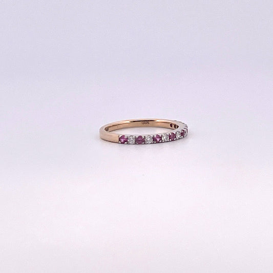R0744 9ct Pink Sapphire and Diamond 0.21ct sapp 0.14ct dia claw set eternity R1327