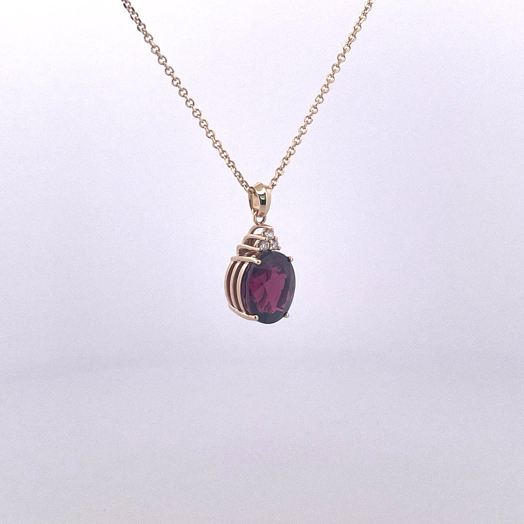 P2769 Rhodolite Garnet and Diamond pendant