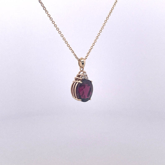 P2769 Rhodolite Garnet and Diamond pendant