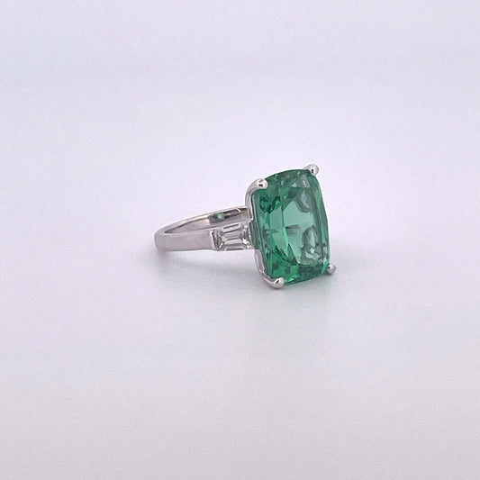 R0912 Silver Green C.Z dress ring