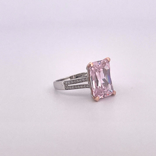 R0778 Silver pink C.Z ring
