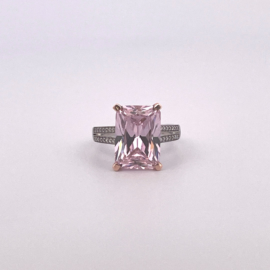 R0778 Silver pink C.Z ring