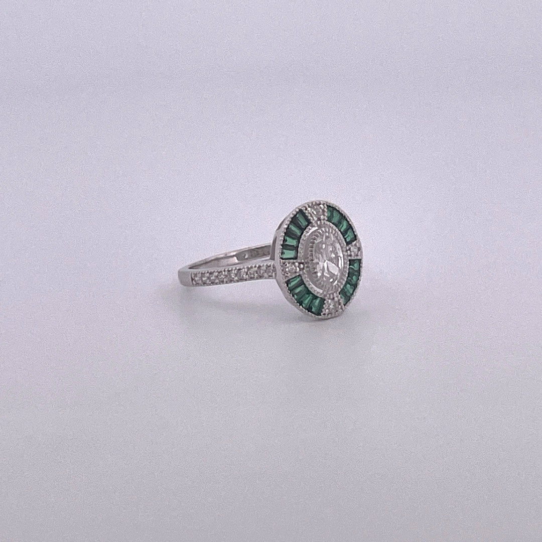 R0904 Silver art deco cluster