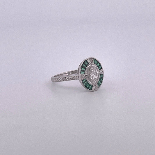 R0904 Silver art deco cluster