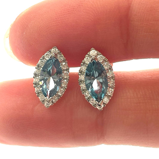 E4178 Silver Marquise Aqua C.Z