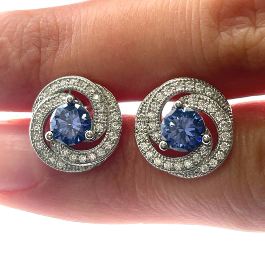 E4176 Silver Tanzanite c.z clusters