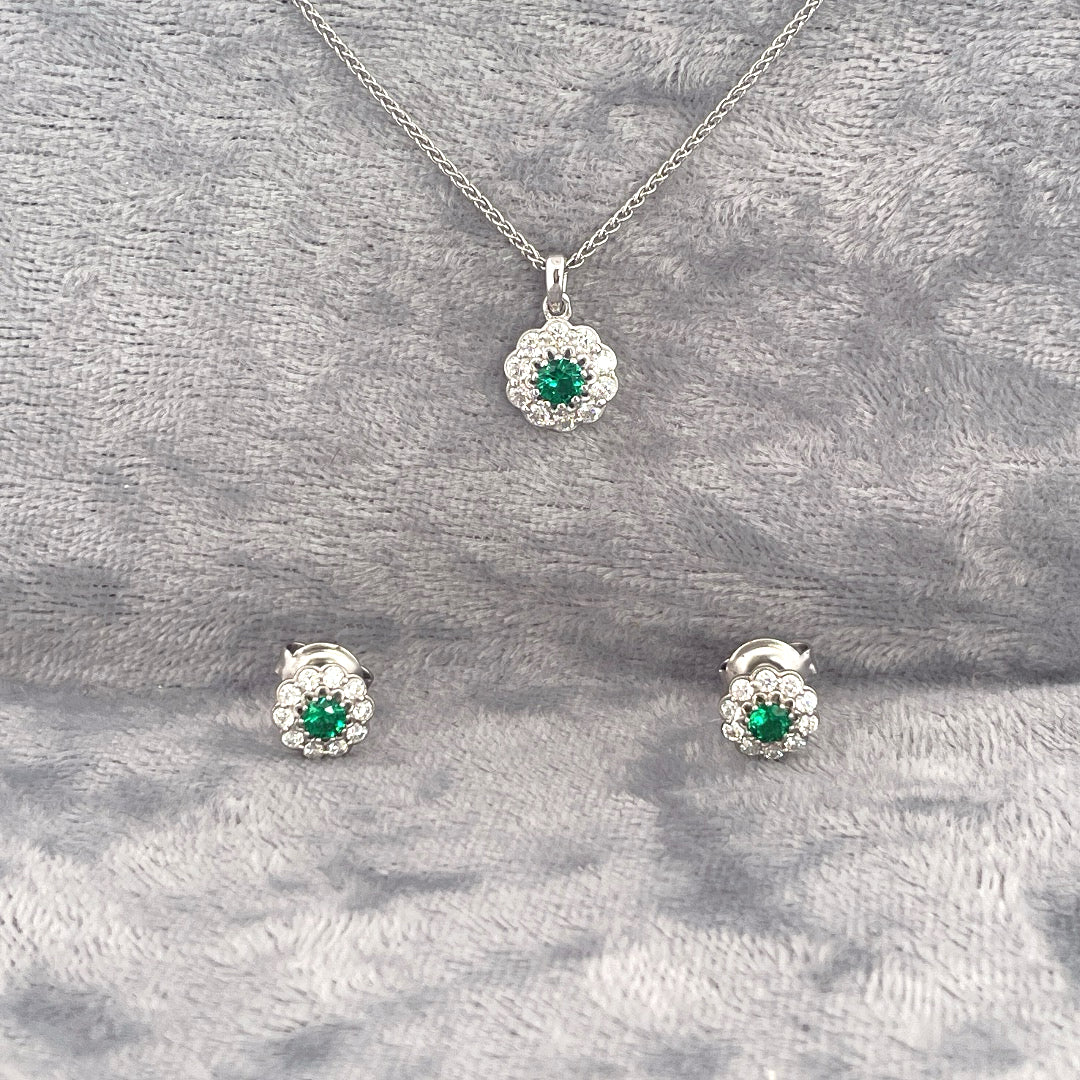 P2547 E4148 Silver Green c.z set