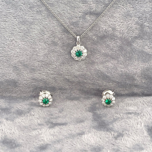 P2547 E4148 Silver Green c.z set