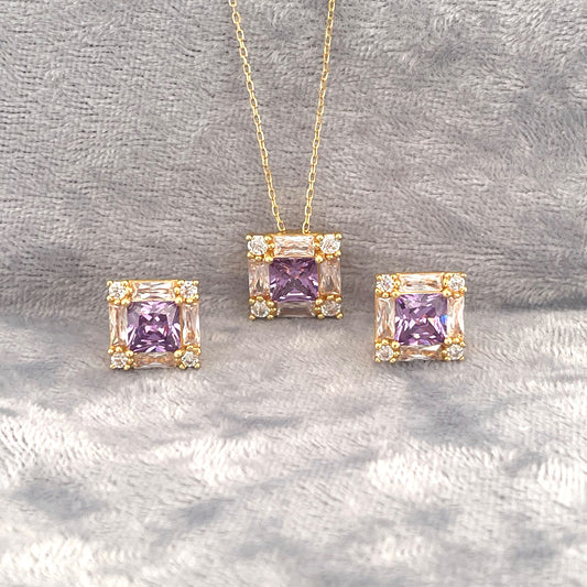 P2801 E4146 gold plated purple c.z cluster set