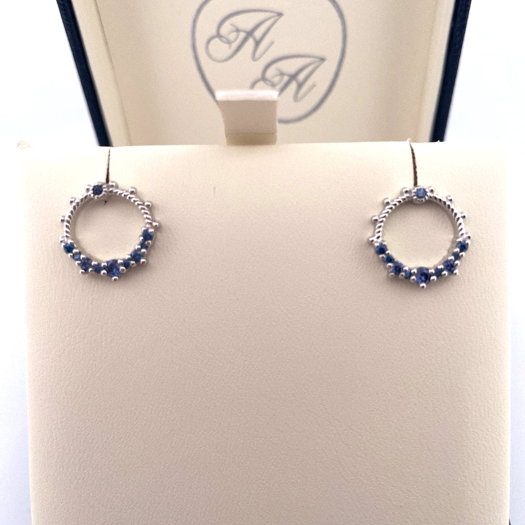 E4179 Silver blue c.z circle design