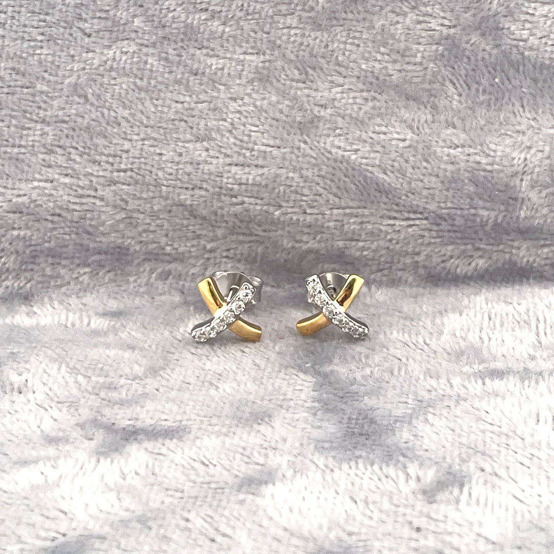 E4133 Silver and gold plated c.z set crosses