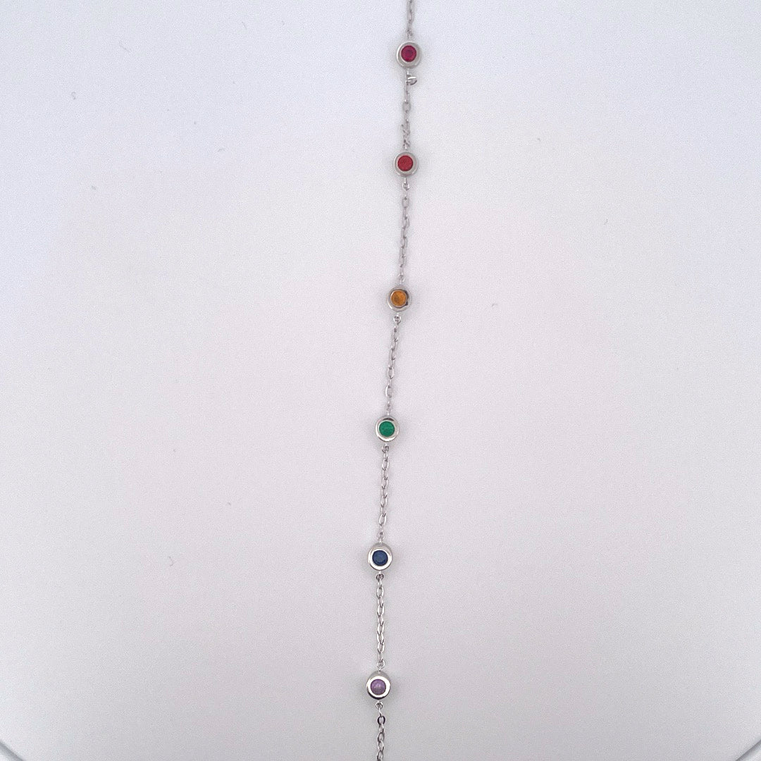 B1235 Silver rainbow c.z bracelet