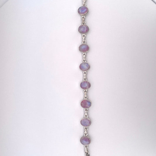 B1251 Silver Pink Moonstone bracelet