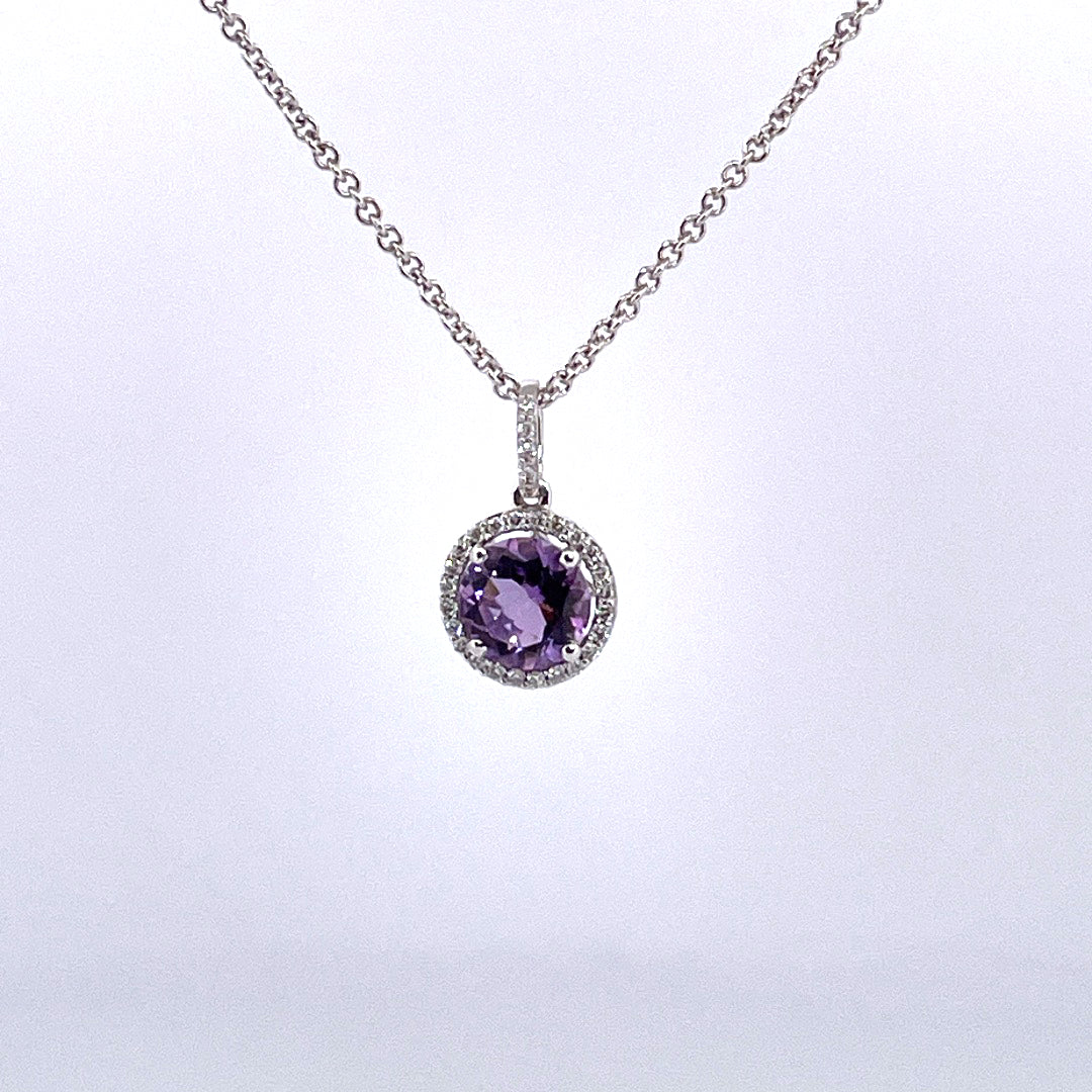 P2597 9ct White Gold Amethyst and Diamond cluster