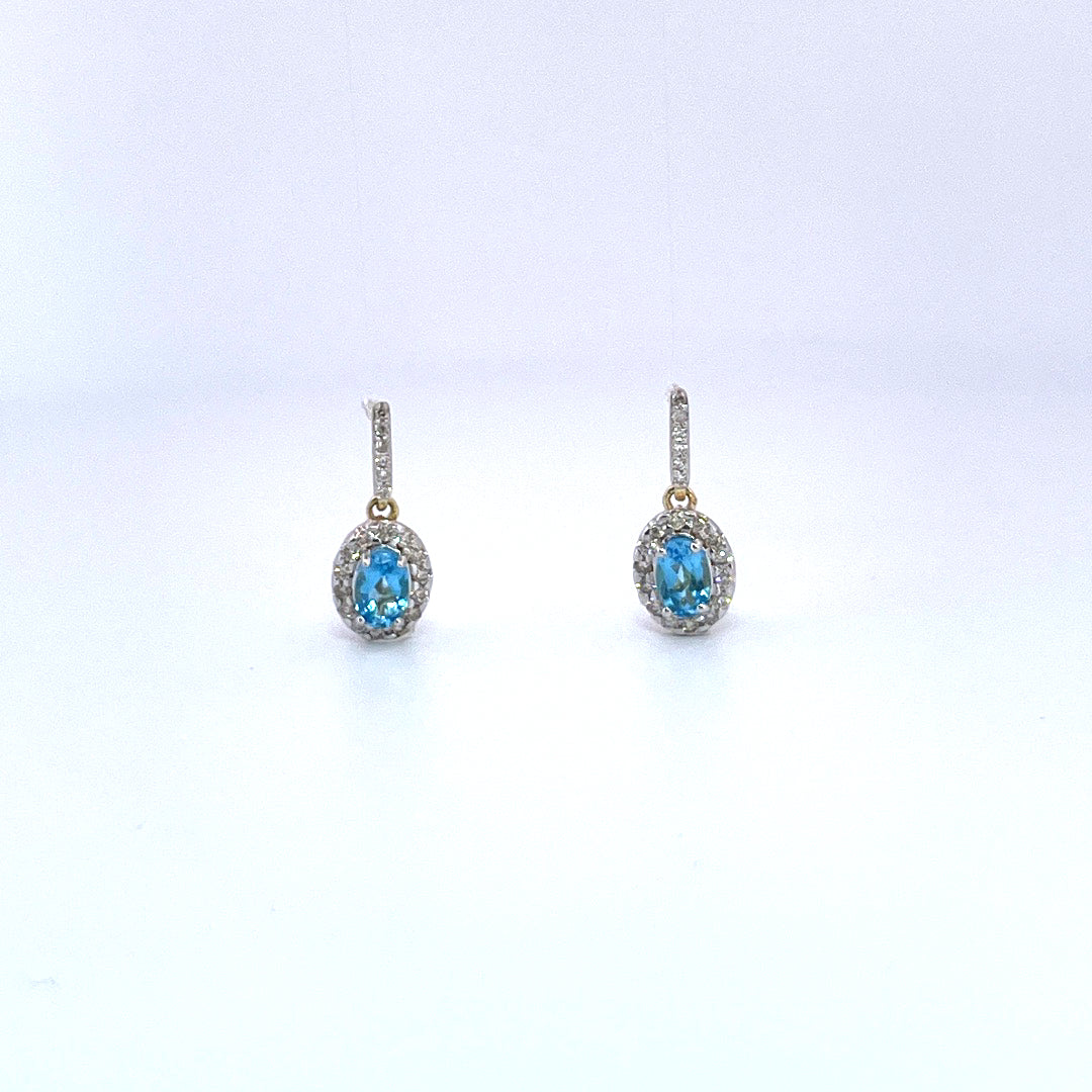 E3884 9ct Topaz and Diamond cluster drops