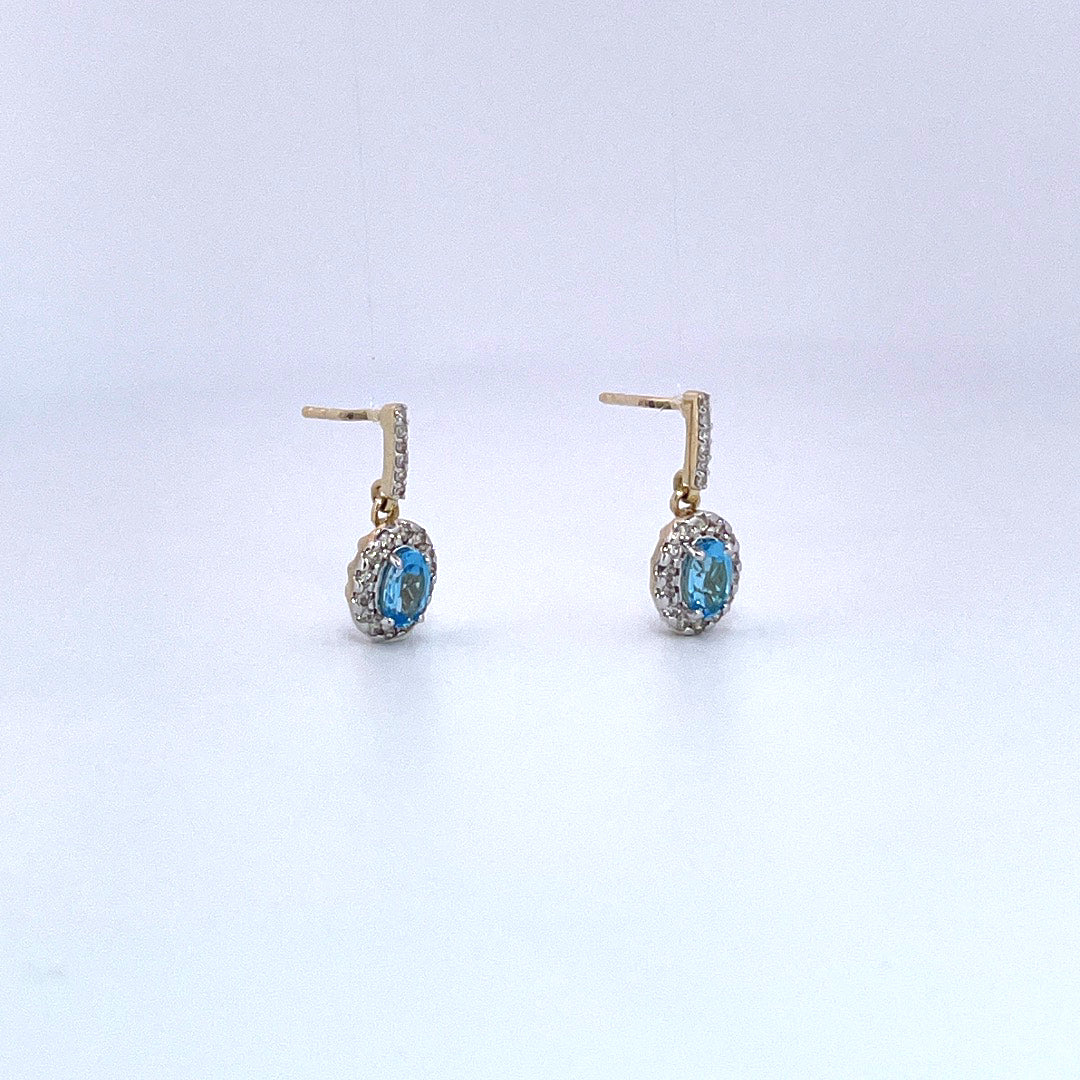 E3884 9ct Topaz and Diamond cluster drops