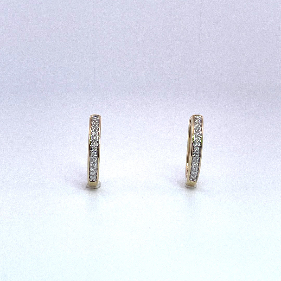 E3876 9ct diamond set hoops with removable topaz drops