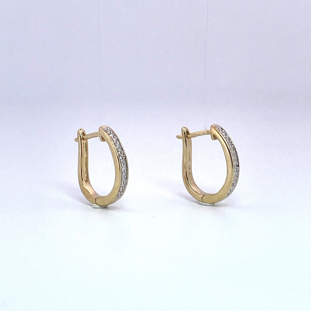 E3876 9ct diamond set hoops with removable topaz drops