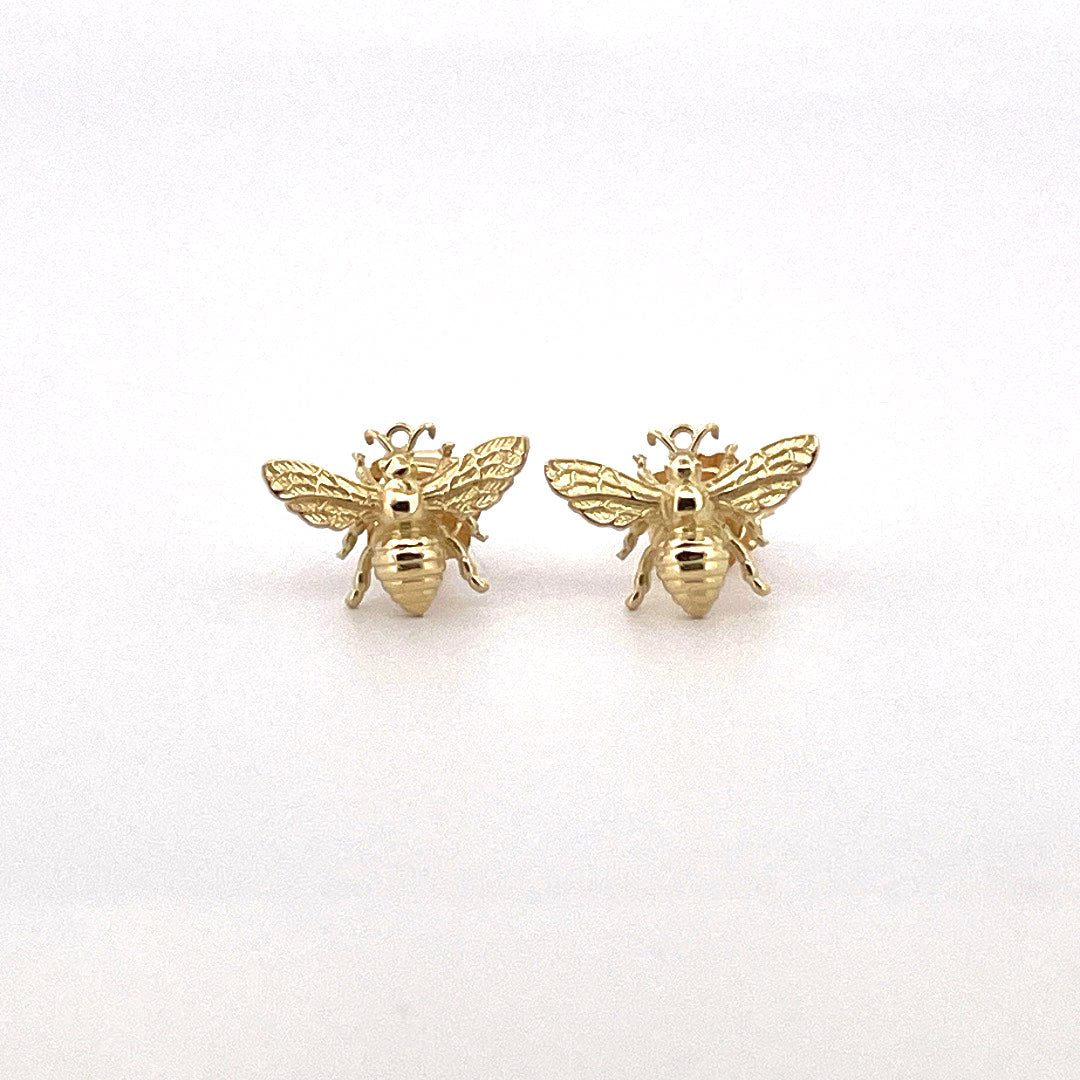 E3944 18ct Gold bee studs