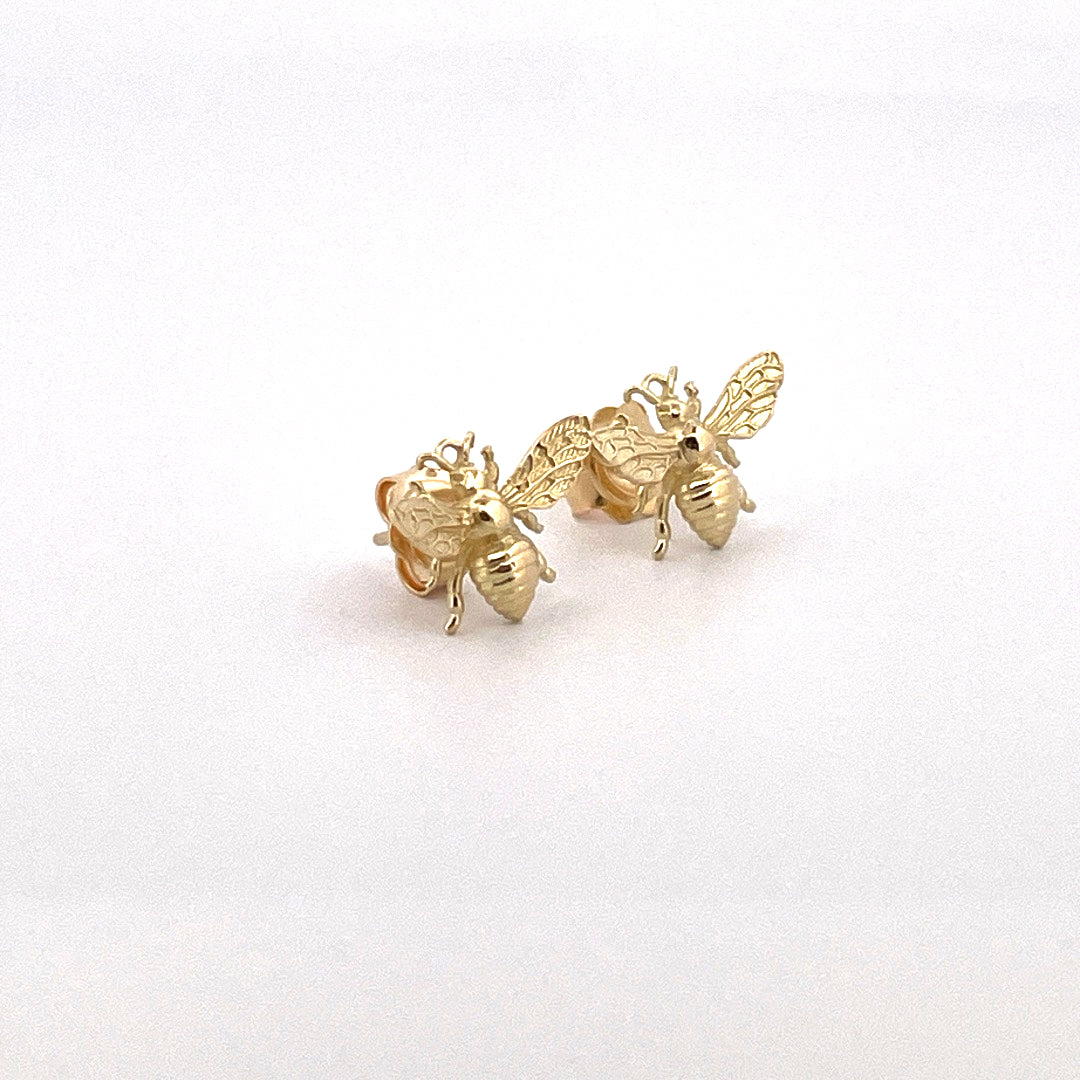 E3944 18ct Gold bee studs