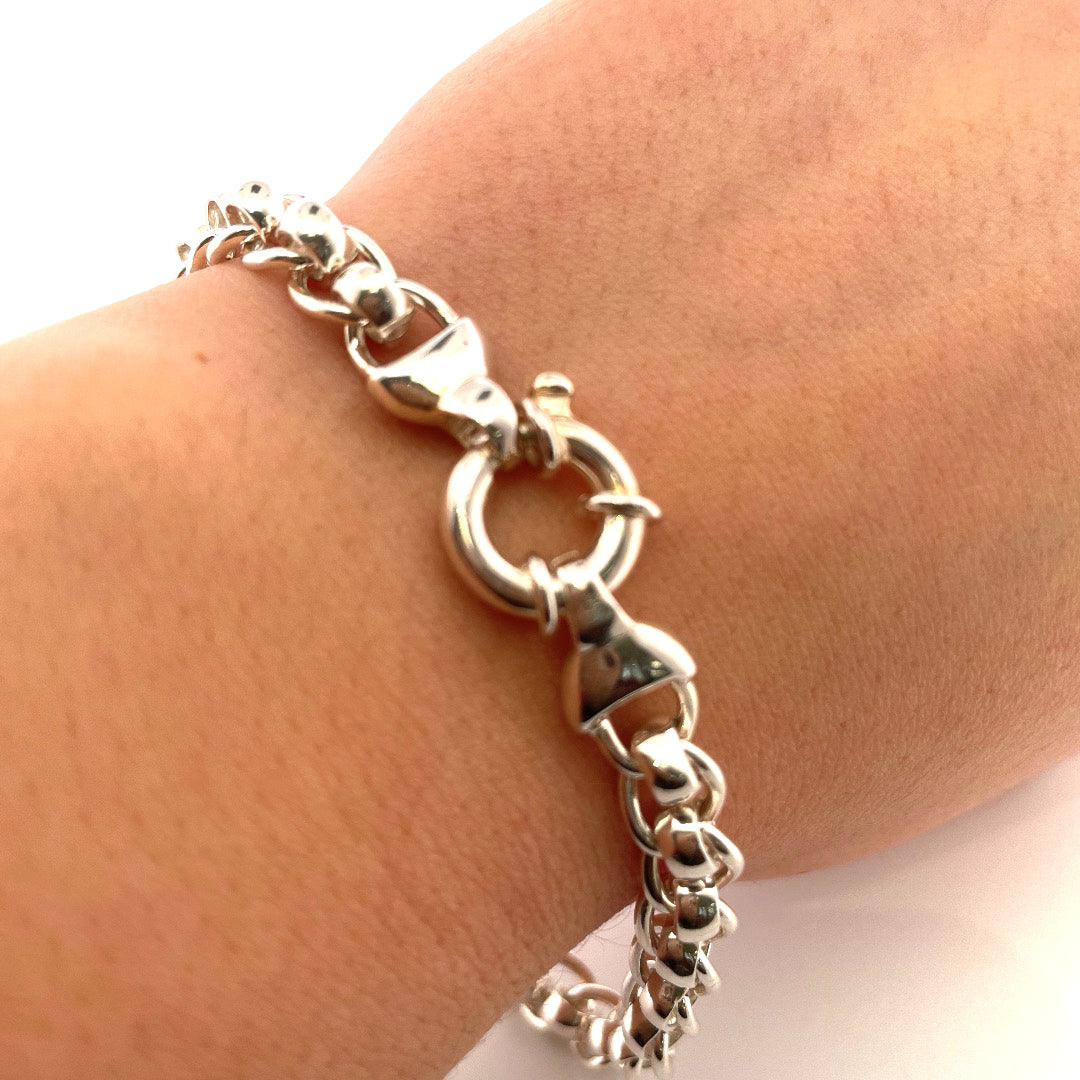 B1081 Silver roller curb bracelet