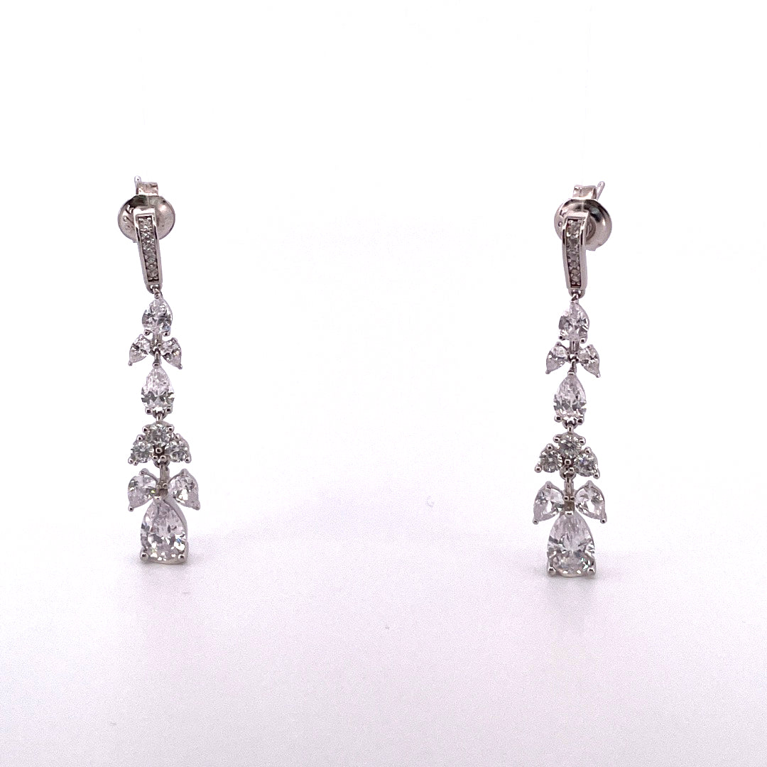 E3774 Sil Drops C.Z Multi shaped claw set victorian 5310