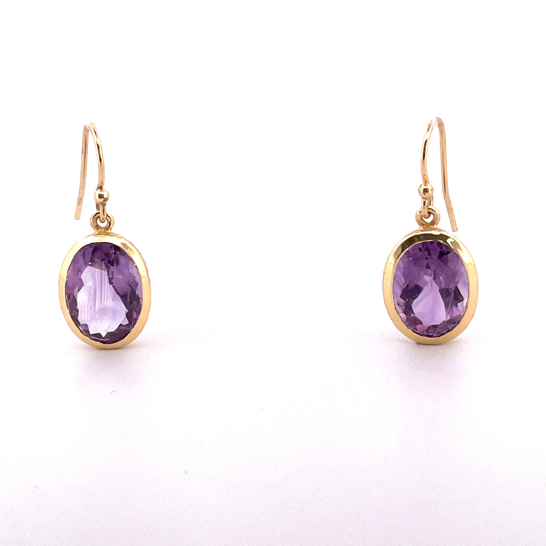 E3478 Gilt Drops Amethyst Oval drop on hook ER2727