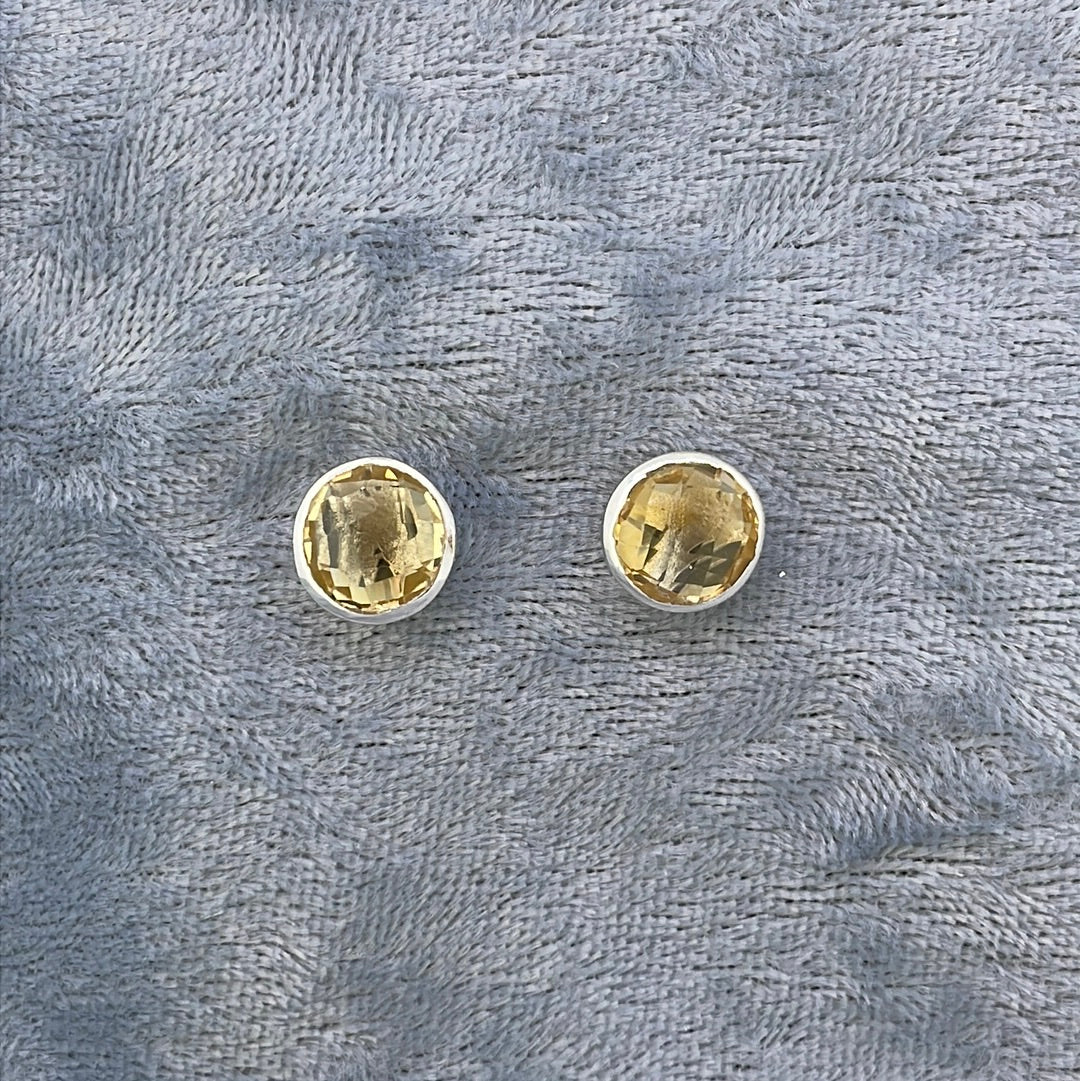 E3687 Sil Studs Multi S/S facetd rub over collet set ER2285