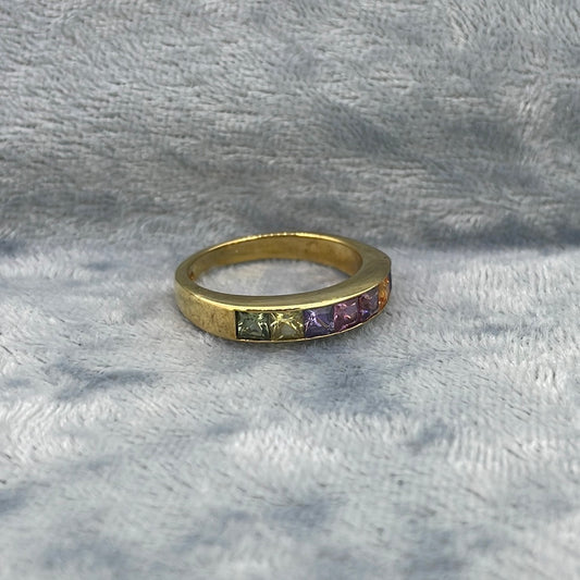 R0740 9ct Sapphires Yellow Gold channel set 3mm princess Sapphires