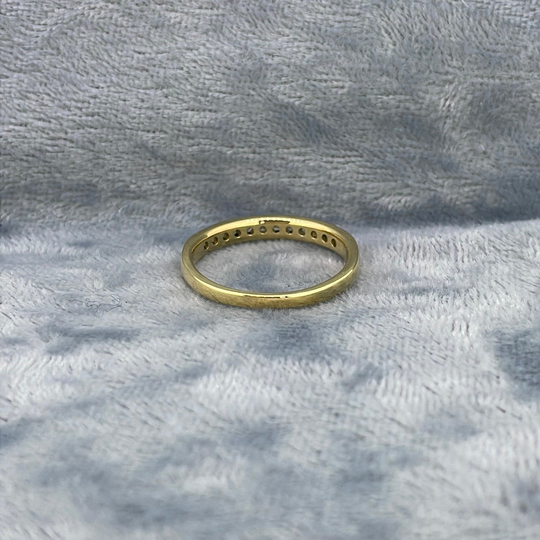 R0727 18ct Diamond 0.25ct Pave set half hoop mill grained yellow R4330F1/LX1