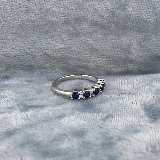 R0823 9ct Sapphire and Diamond half hoop ring
