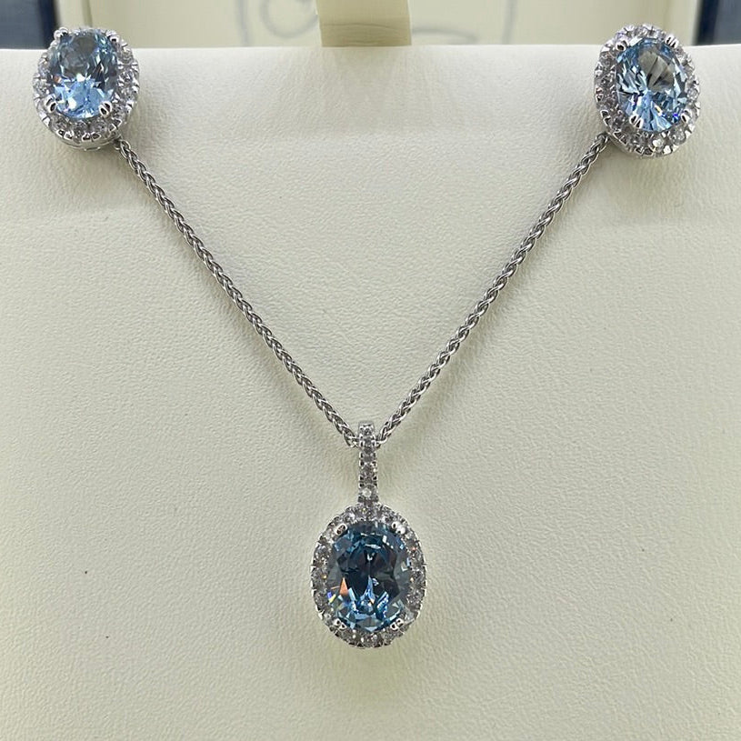 P2541 Sil Blue C.Z Oval with c.z halo 6112