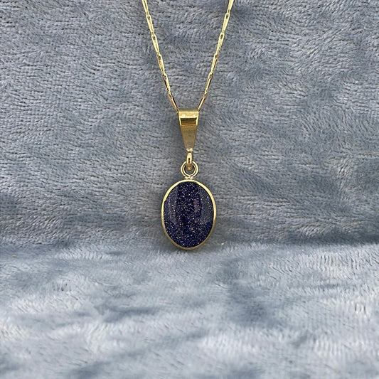 P2503 9ct Opal/Goldstone Oval green stripe/blue goldstone STP12