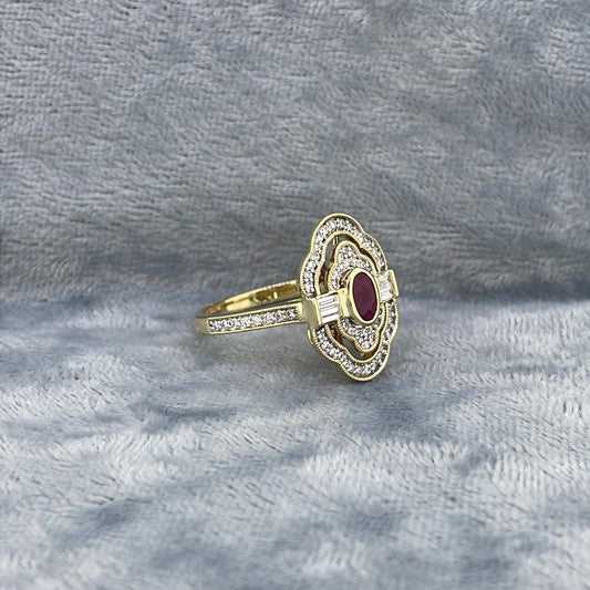 R0825 9ct Ruby and Diamond cluster