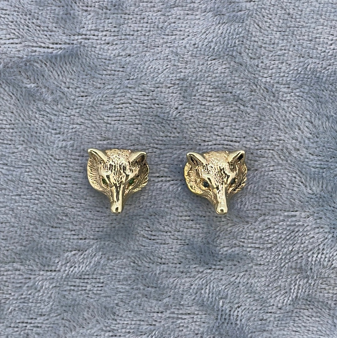 E3234 9ct Studs Fox head