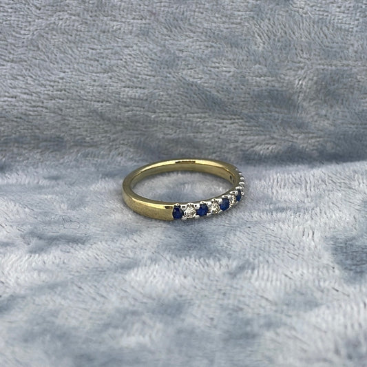 R0762 9ct Sapp/Diamond Half eternity dia 0.15ct sapp 0.20ct R4857A2-S/SR9