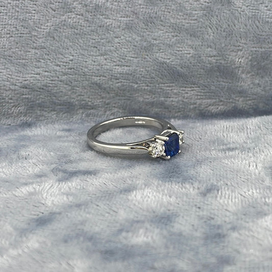 R0819 Sapphire and Diamond three stone