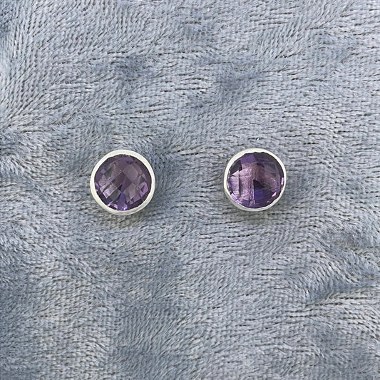 E3687 Sil Studs Multi S/S facetd rub over collet set ER2285