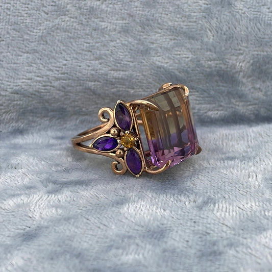 R0680 9ct 13.69ct Ametrine Rose gold marquise ameth shoulders