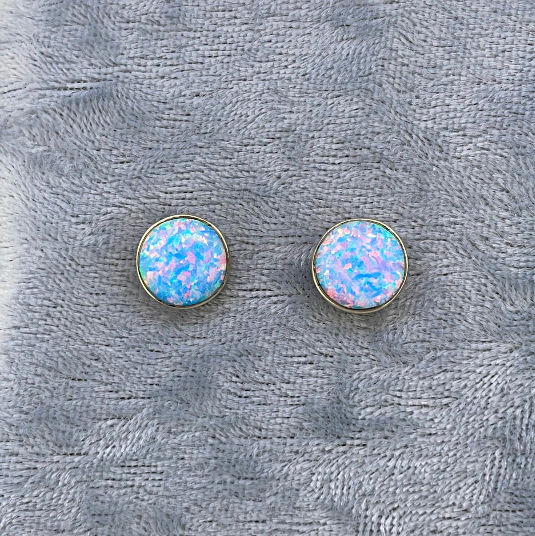 E3415 9ct Studs Opalique Round springtime ER1509