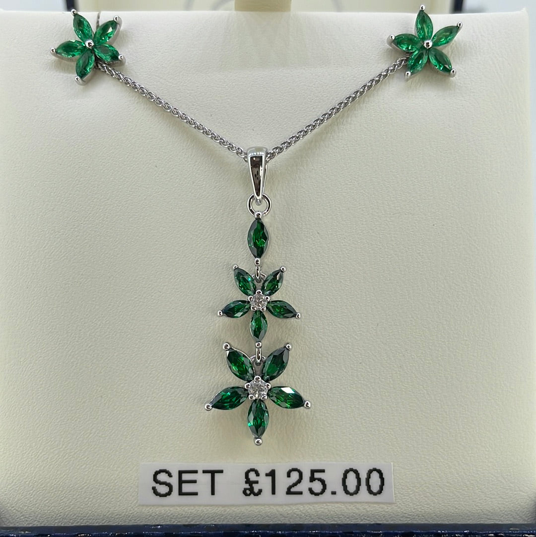 P2550 Sil Green C.Z Double daisy 6920