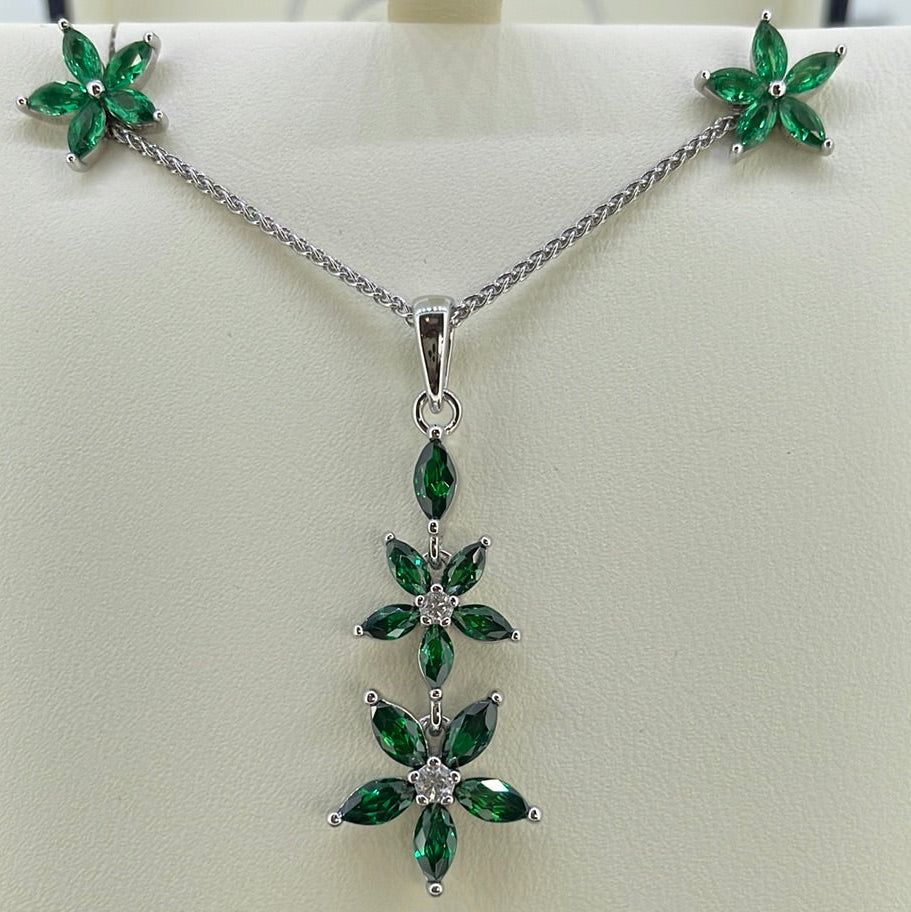 P2550 Sil Green C.Z Double daisy 6920